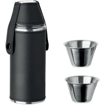 Heupfles met shot cups Cocoon zwart