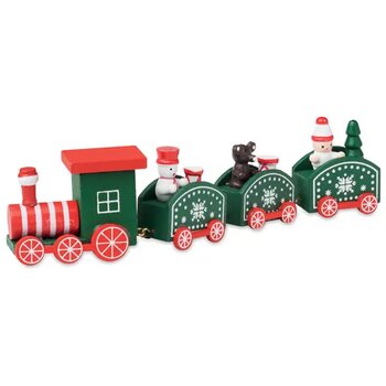 Houten decoratie kersttrein Juna mix Houten decoratie kersttrein Juna mix
