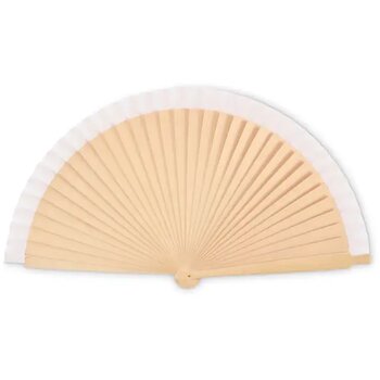 Houten handwaaier Woodfan wit