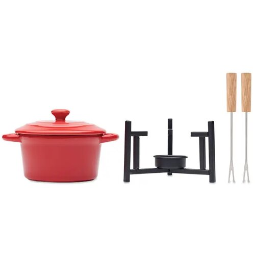 Keramische fondueset 300ml Big kase rood