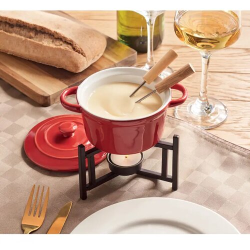 Keramische fondueset 300ml Big kase rood