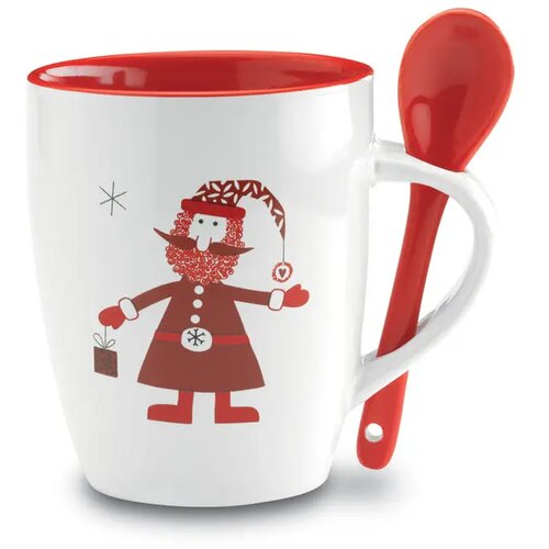 Kerstmok met lepel 250ml Claus multicolour