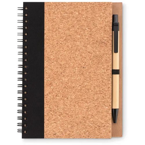 Kurk notitieboek met pen Sonora pluscork zwart