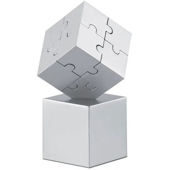 Metalen 3d puzzel Kubzle mat zilver Metalen 3d puzzel Kubzle mat zilver