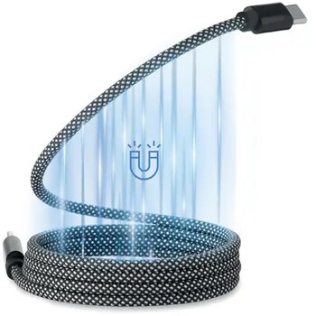 Rpet magnetische kabel Braid wit/zwart