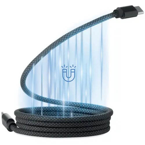 Rpet magnetische kabel Braid zwart