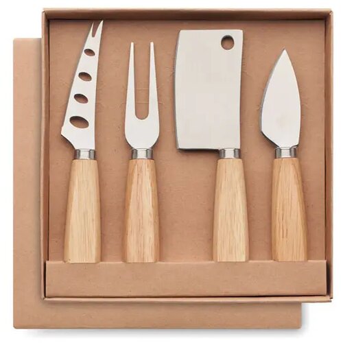 Set van 4 kaasmessen Camembert hout