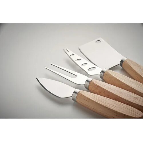 Set van 4 kaasmessen Camembert hout