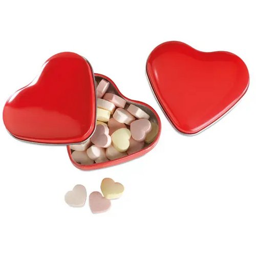 Snoepjes in metalen doosje Lovemint rood