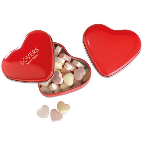 Snoepjes in metalen doosje Lovemint rood