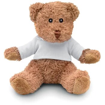 Teddybeer met t-shirt Johnny t wit Teddybeer met t-shirt Johnny t wit