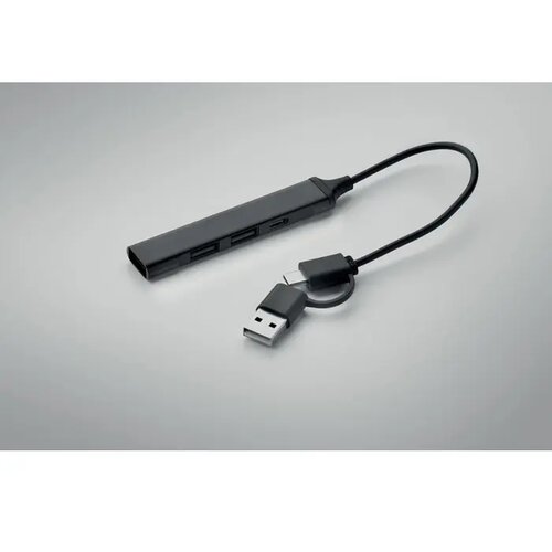 Usb 4-poorts hub 19 cm Current zwart