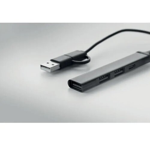 Usb 4-poorts hub 19 cm Current zwart