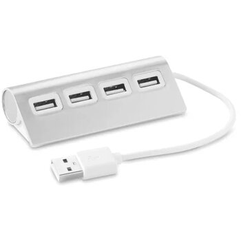 Usb hub 4 poorten Aluhub mat zilver