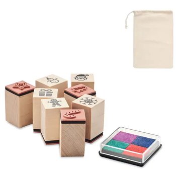 8 houten kerststempelset Stampie beige 8 houten kerststempelset Stampie beige