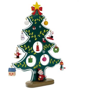 Houten kerstboom met decoratie Woodtree groen