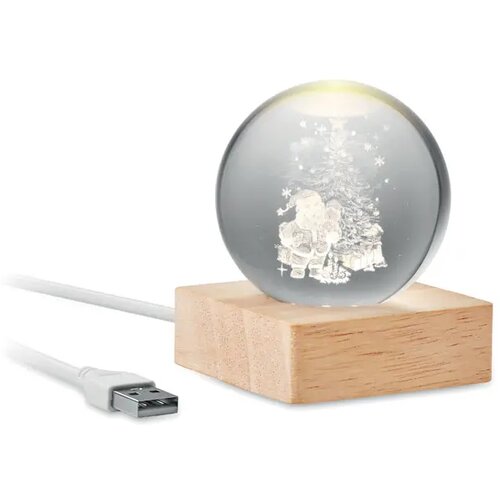 Kerst led glas bol Santa light hout
