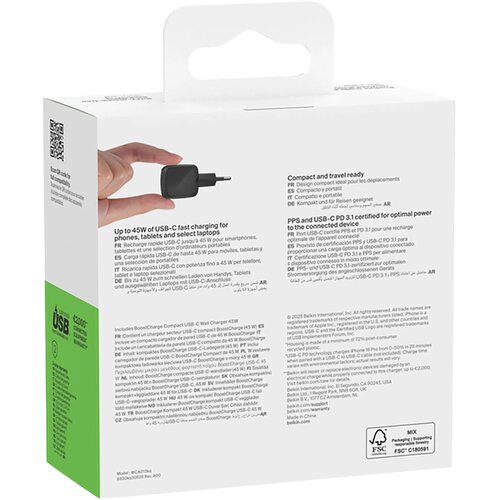 Belkin 45W Usb Pd Wall Charger Met Pps
