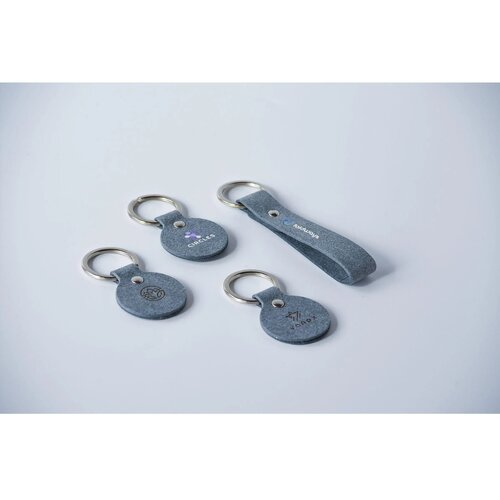 Recycled Denim Textile Keyring Round Sleutelhanger