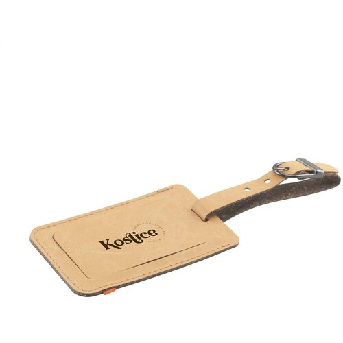 Recycled Leather Luggage Tag Bagagelabel Taupe