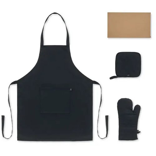 Gerecycled katoenen keukenset Gala set zwart
