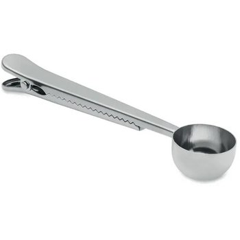 Koffieschep met zakclip Spooncoop zilver