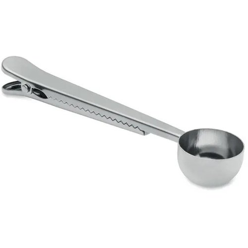 Koffieschep met zakclip Spooncoop zilver