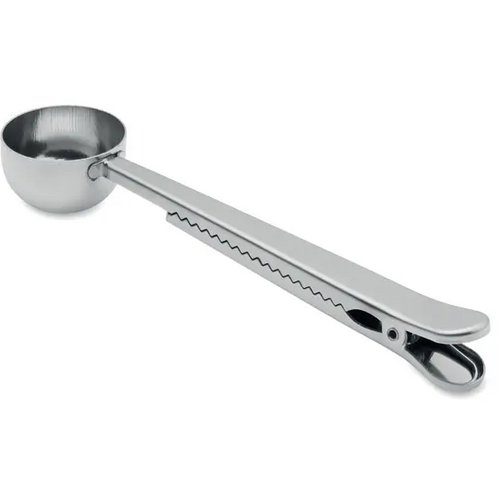 Koffieschep met zakclip Spooncoop zilver
