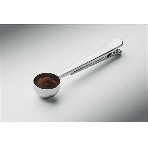 Koffieschep met zakclip Spooncoop zilver