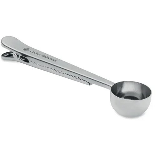 Koffieschep met zakclip Spooncoop zilver