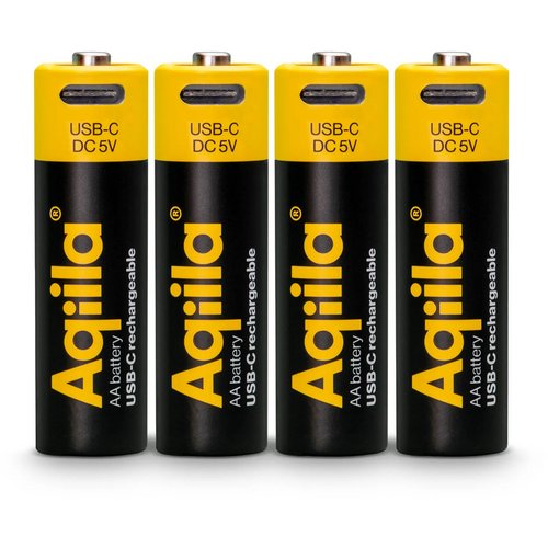 Aqiila Oplaadbare USB-C Batterijen AA 2000mAh 4-pack zwart