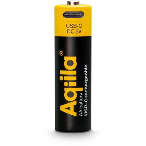 Aqiila Oplaadbare USB-C Batterijen AA 2000mAh 4-pack zwart