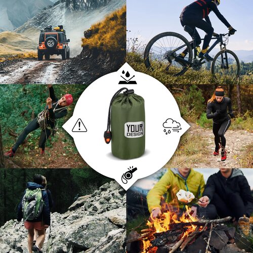 Compacte noodtent voor overleven in de buitenlucht dried green