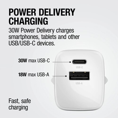 Fresh 'n Rebel 30W Snellader GaN USB-C &amp; USB-A licht grijs