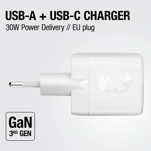 Fresh 'n Rebel 30W Snellader GaN USB-C &amp; USB-A licht grijs