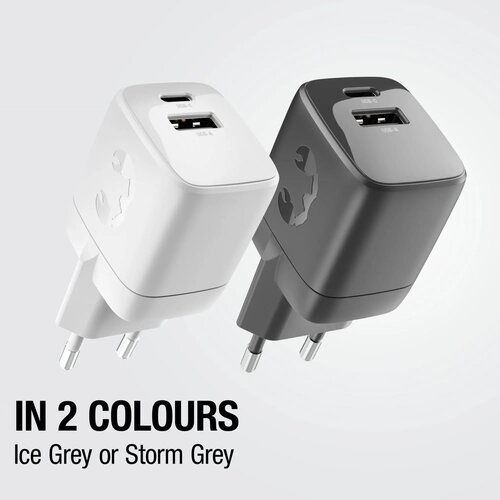 Fresh 'n Rebel 30W Snellader GaN USB-C &amp; USB-A licht grijs