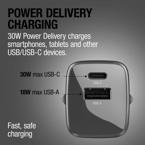 Fresh 'n Rebel 30W Snellader GaN USB-C &amp; USB-A donker grijs