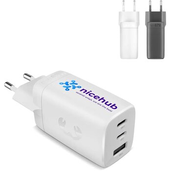 Fresh 'n Rebel 67W Laptop Snellader GaN USB-C &amp; USB-A licht grijs