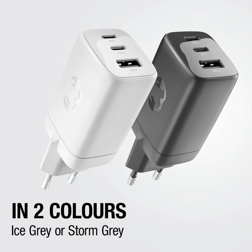 Fresh 'n Rebel 67W Laptop Snellader GaN USB-C &amp; USB-A licht grijs
