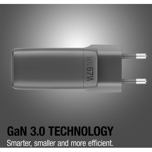 Fresh 'n Rebel 67W Laptop Snellader GaN USB-C &amp; USB-A donker grijs