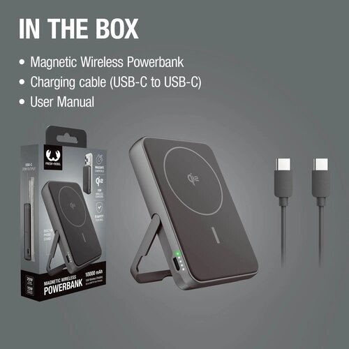 Fresh 'n Rebel Draadloze Powerbank 10000mAh Geschikt voor MagSafe donker grijs