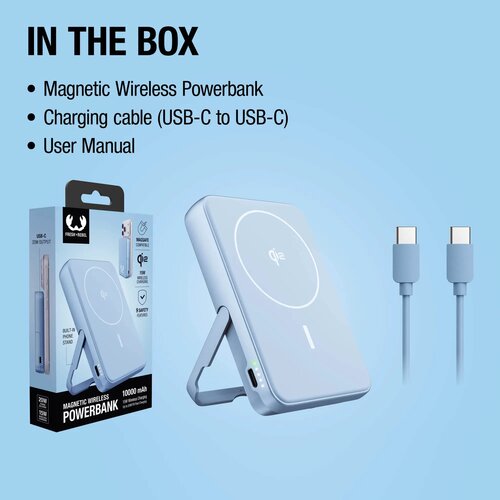 Fresh 'n Rebel Draadloze Powerbank 10000mAh Geschikt voor MagSafe lichtblauw
