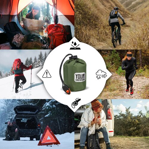 Outdoor Survival 2-in-1 thermische poncho dried green