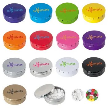 Rond click clack blik 45 mm ca. 12 gr. mintjes Blauw