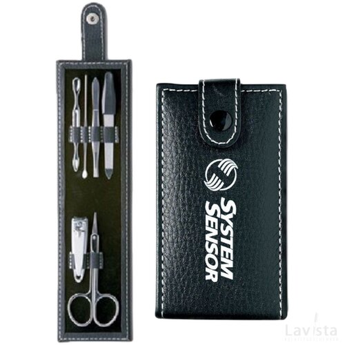Manicure set in PU etui (6-delig) Zwart