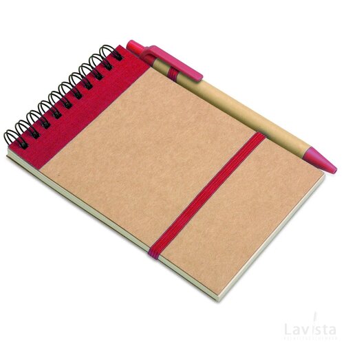 A6 notitieblok en balpen Sonora rood