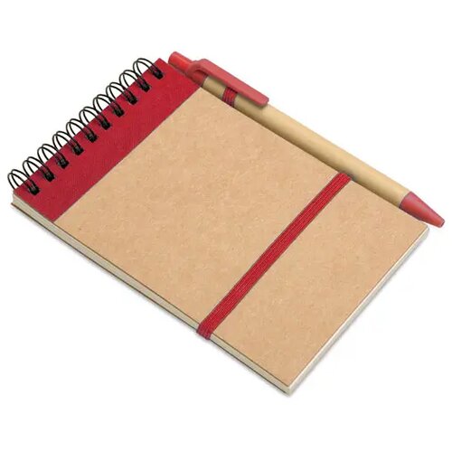 A6 notitieblok en balpen Sonora rood