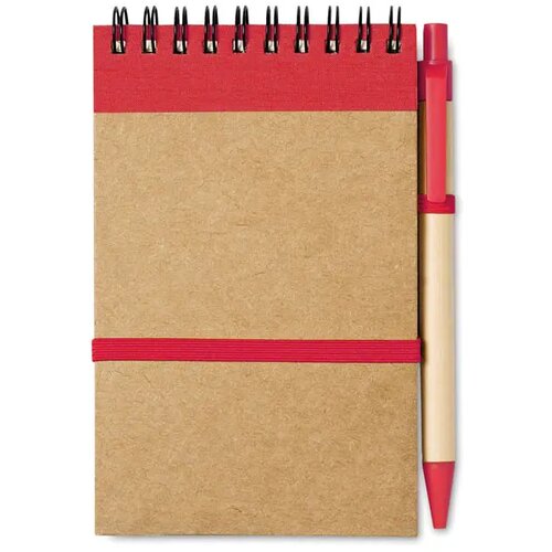A6 notitieblok en balpen Sonora rood