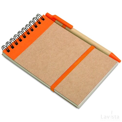 A6 notitieblok en balpen Sonora oranje