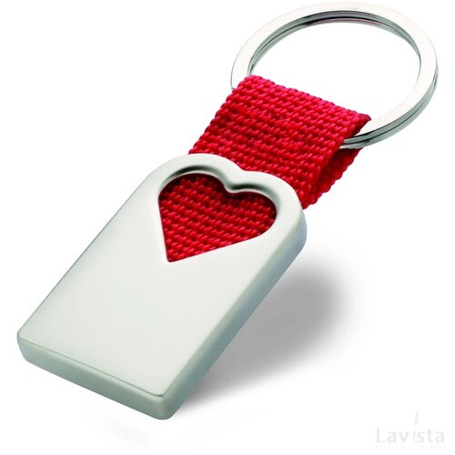 Metalen sleutelhanger Bonheur rood